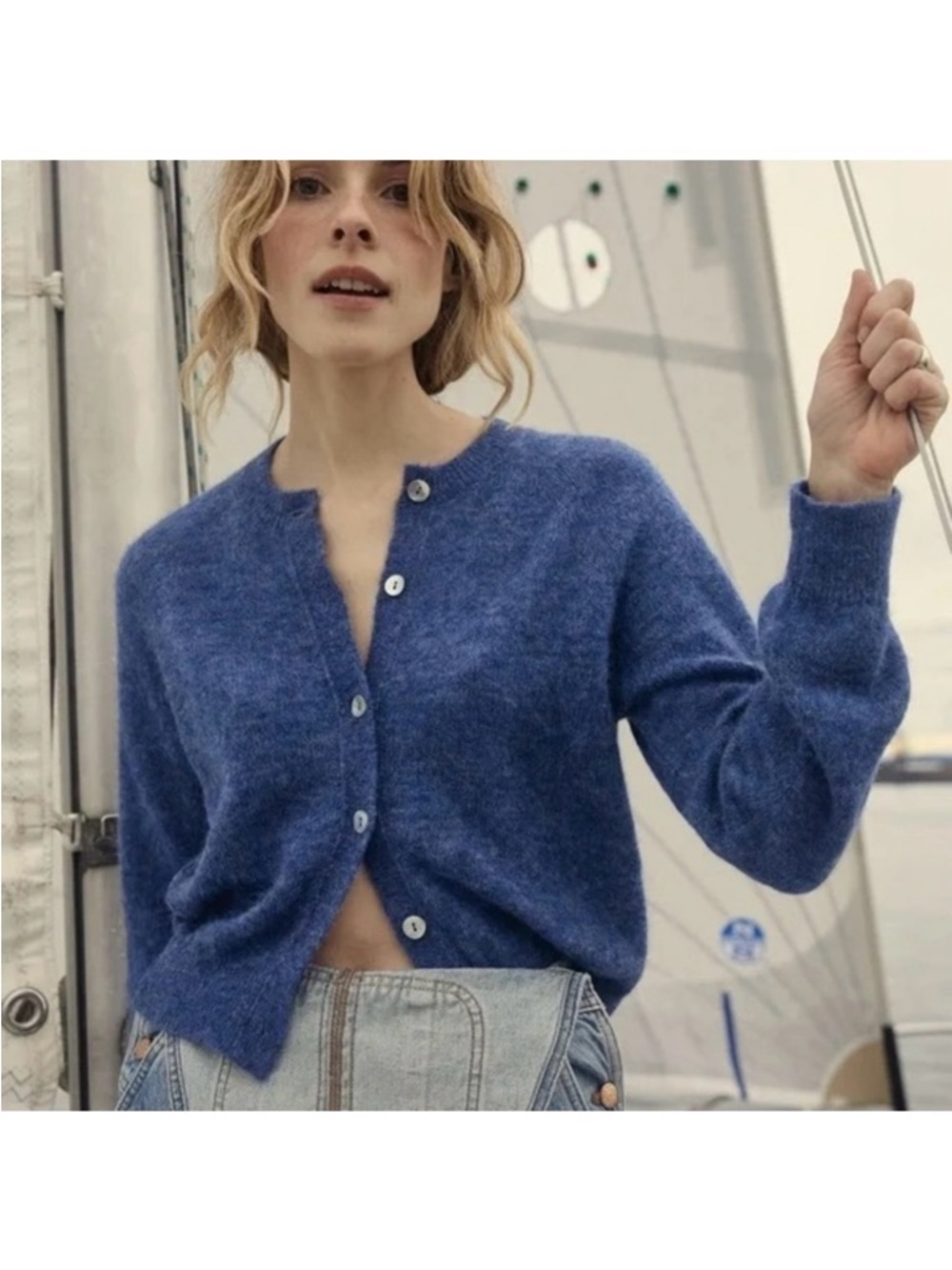 Doen Petra Cardigan Sweater Sz S Dusk Blue NWT